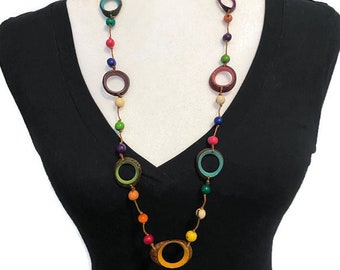 Chunky Statement Necklace Vegetable Ivory Necklace Tagua Necklace in Blue TAG669 Handmade Tagua Nut Necklace Tagua Nut Jewelry