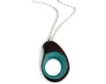 Green Tagua Pendant Necklace, Handmade Vegetable Ivory Necklace TAG647b, Tagua Nut Jewelry