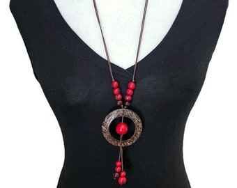 Collier Tagua Naturel – Sautoir En Ivoire Végétal – Neuf – Modèle N°12