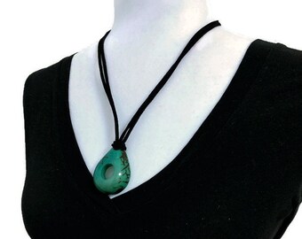 Aqua Green Tagua Pendant Necklace, Tagua Nut Neckace, Organic Necklace, vegetable ivory necklace, Tag180