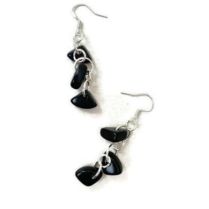 Black Tagua Nut Earrings TAG248, Sterling Silver Vegetable Ivory Earrings in Black, Handmade Tagua Earrings