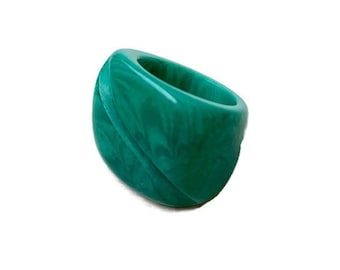 Aqua Green Tagua Nut Ring TAG805,  Eco-Friendly Tagua Ring Organic Ring in Green