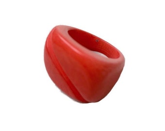 Coral Pink Tagua Nut Ring TAG805,  Eco-Friendly Tagua Ring Organic Ring in Coral Pink