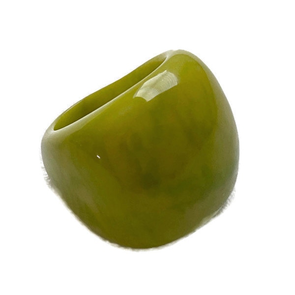 Tagua Nut Ring in Lime Green TAG804,  Eco-Friendly Tagua Ring, Organic Jewelry