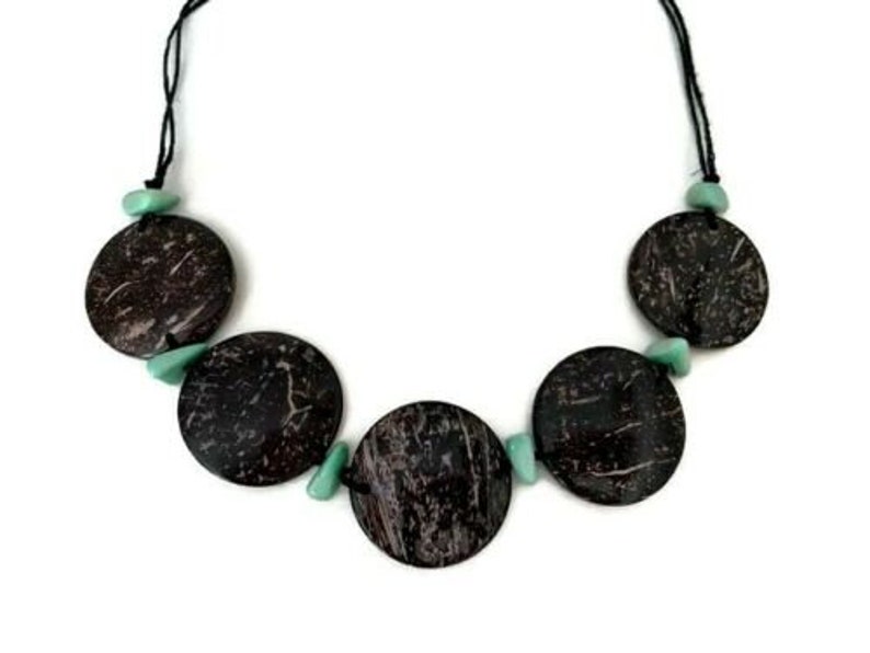Handcrafted Organic Necklace in Mint Green TAG155 Tagua /& Coconut Necklace