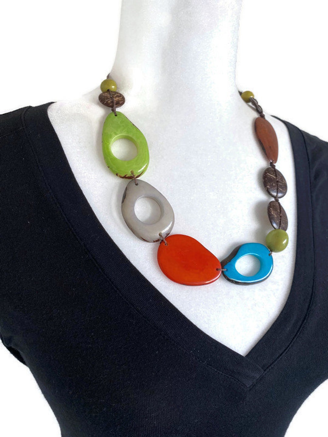 Coconut and Tagua Nut Necklace in Multi Color TAG117 - Etsy