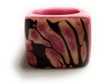 Tagua Nut Ring in Pink TAG802,  Eco-Friendly Tagua Ring, Organic Jewelry