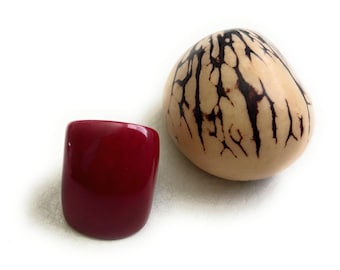 Red Tagua Nut Ring TAG803,  Eco-Friendly Tagua Ring, Organic Ring Red