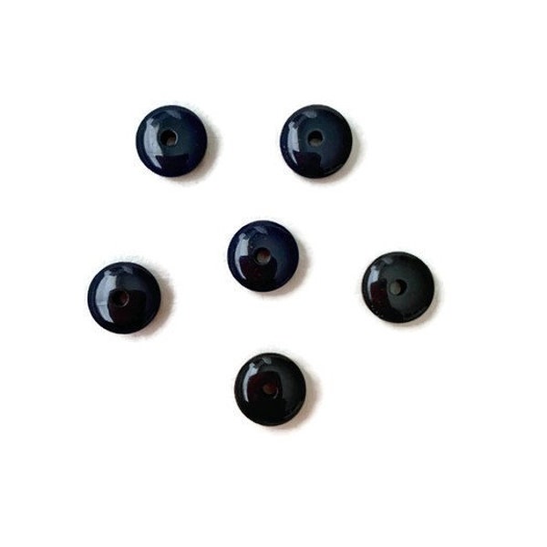 Tagua Nut 9 mm Flat Bead in Black TGP102 (6 Pieces)