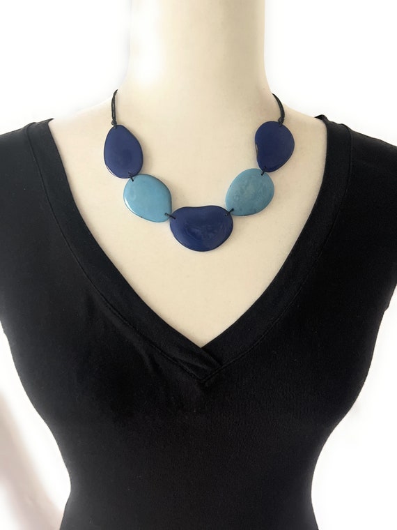 Orinoco Necklace| Black, Red And Off White Tagua Necklace| Tagua Link Necklace| Tagua Statement Necklace| Tagua Jewelry