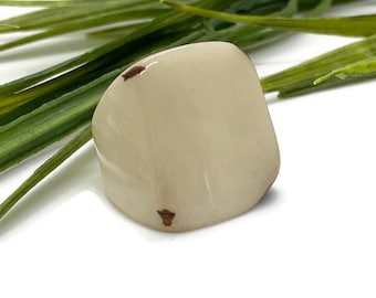 White Tagua Nut Rings TAG806,  Eco-Friendly Tagua Ring Organic Ring in White