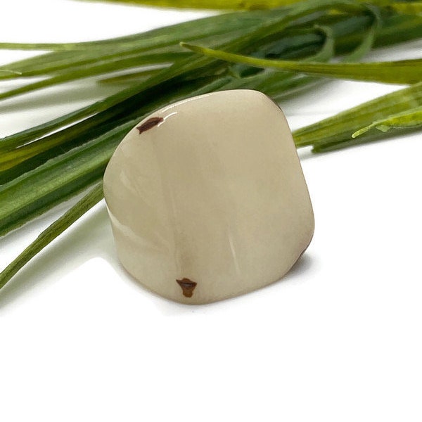 White Tagua Nut Rings TAG806,  Eco-Friendly Tagua Ring Organic Ring in White