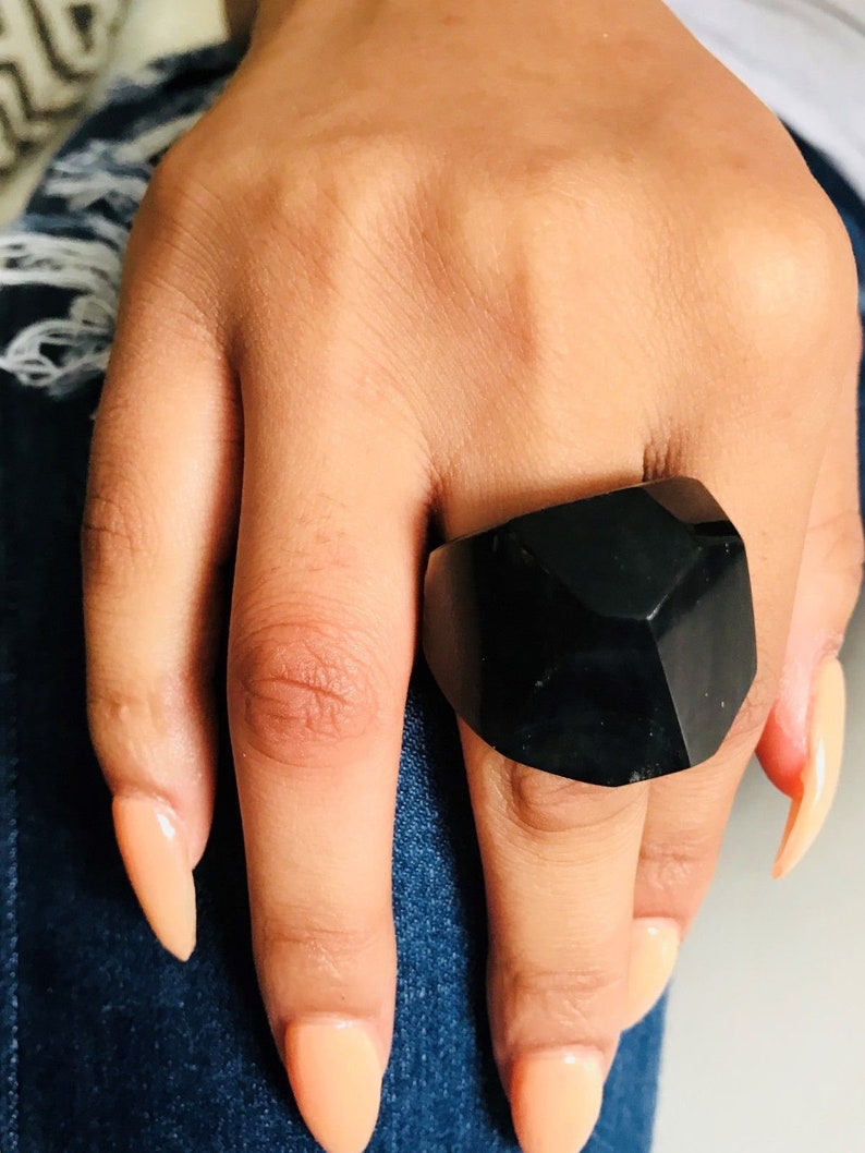 Handmade Organic Horn Ring Black Bull Horn Ring Eco-Friendly Jewelry CHA221