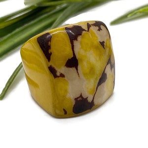Tagua Nut Ring in Yellow TAG801,  Eco-Friendly Tagua Ring, Organic Jewelry