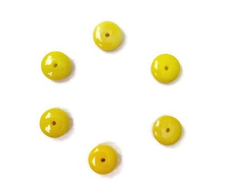 Tagua Nut 9mm - 12mm Flat Bead in Yellow TGP101-2 (6 Pieces), Organic Craft Beads, Vegetable Ivory beads