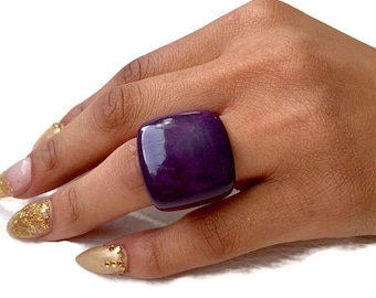 Organic Purple Tagua Nut Ring TAG804,  Eco-Friendly Tagua Ring
