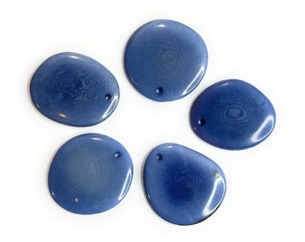 Tagua Nut Slice Beads in Washed blue 15-32mm TGP105 (5 Pieces)