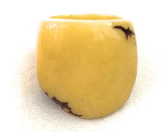 Yellow Tagua Nut Ring TAG804,  Eco-Friendly Tagua Ring in Yellow