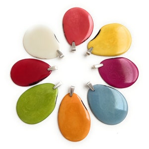 Tagua Nut Slice Pendants in assorted colors TAG525, Handmade Vegetable Ivory Necklace Pendant