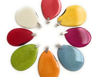 Tagua Nut Slice Pendants in assorted colors TAG525, Handmade Vegetable Ivory Necklace Pendant