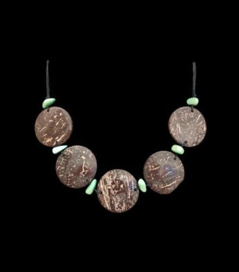Handcrafted Organic Necklace in Mint Green TAG155 Tagua /& Coconut Necklace