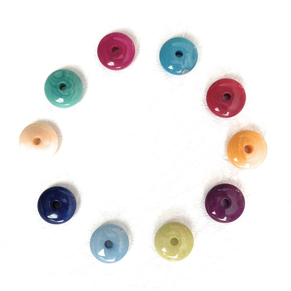 Tagua Nut 9mm Flat Bead in Mixed Colors TGP102 (10 Pieces)