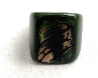 Tagua Nut Ring in Green Size 7.25 - TAG802, Eco-Friendly Tagua Ring, Organic Jewelry
