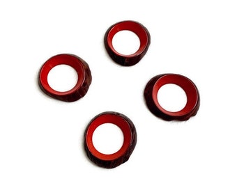 Tagua Nut Donut Bead in Red TGP103 25mm-30mm (4 Pieces), Round Tagua Nut Beads Tagua Pendant