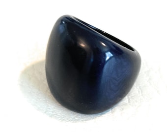 Navy blue Tagua Nut Ring TAG804,  Eco-Friendly Tagua Ring in Blue Organic Ring