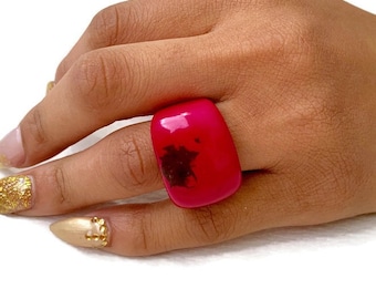 Organic Magenta Pink Tagua Nut Ring TAG807,  Eco-Friendly Tagua Ring