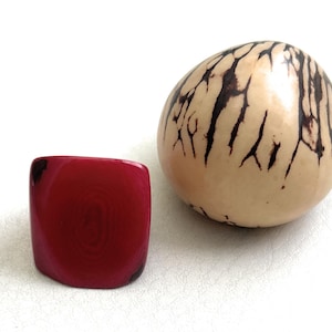 Tagua Nut Rings in redTAG806, Eco-Friendly Tagua Ring Organic Ring in Red