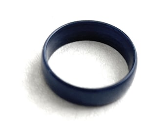 Tagua nut ring in dark navy blue TAG808, unisex thin tagua ring