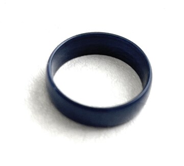 Tagua nut ring in navy blue TAG808, unisex thin tagua ring