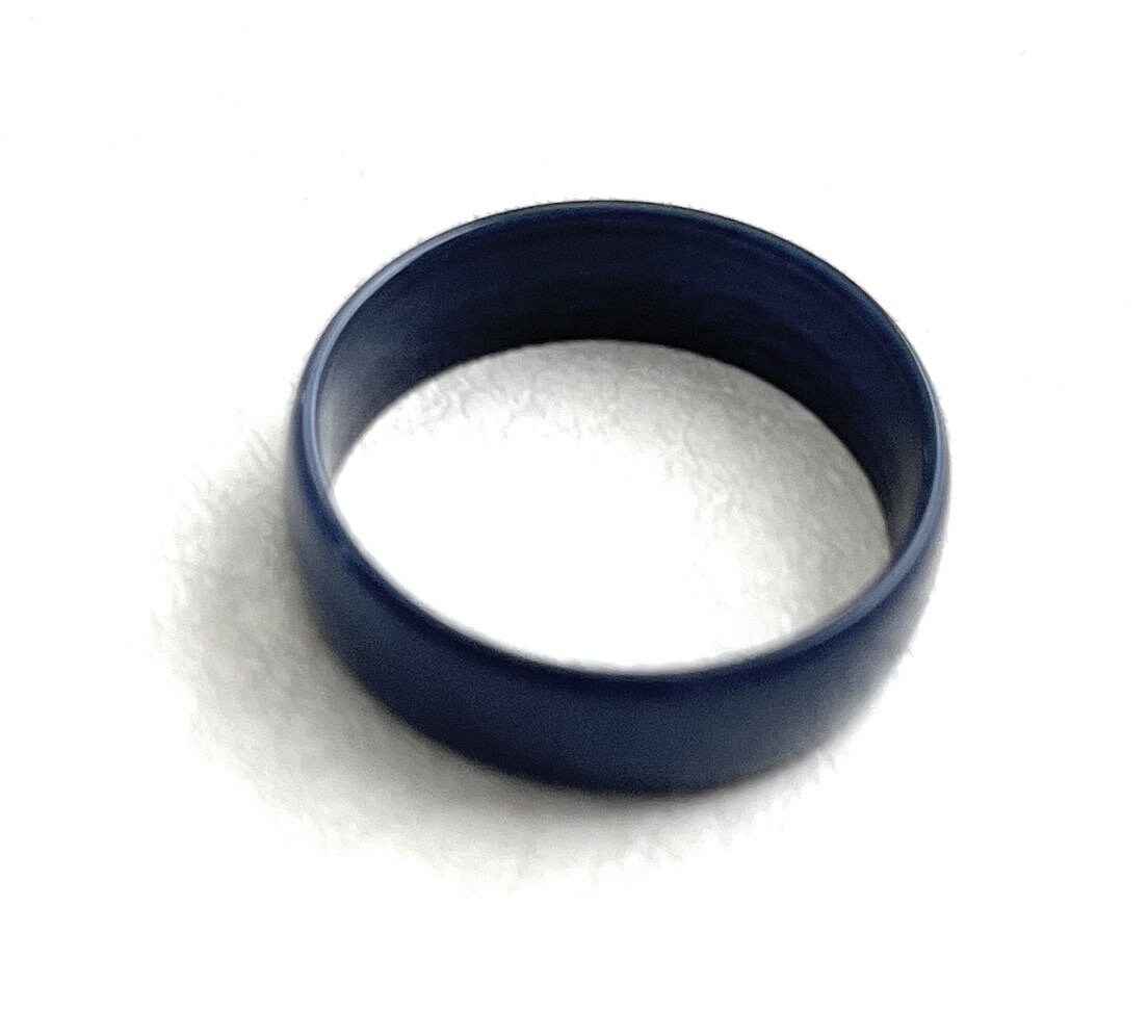 Tagua nut ring in navy blue TAG808, unisex thin tagua ring