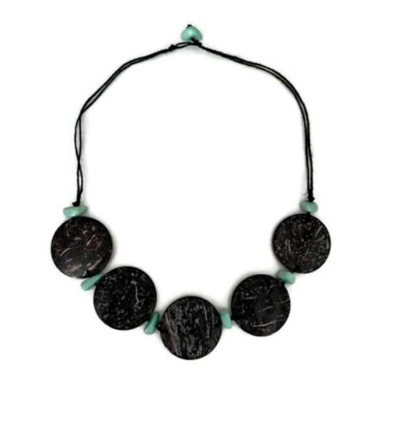 Handcrafted Organic Necklace in Mint Green TAG155 Tagua /& Coconut Necklace
