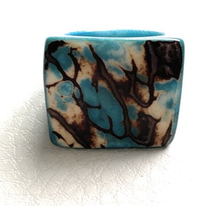 Tagua Nut Ring in Turquoise Blue TAG802,  Eco-Friendly Tagua Ring, Organic Jewelry