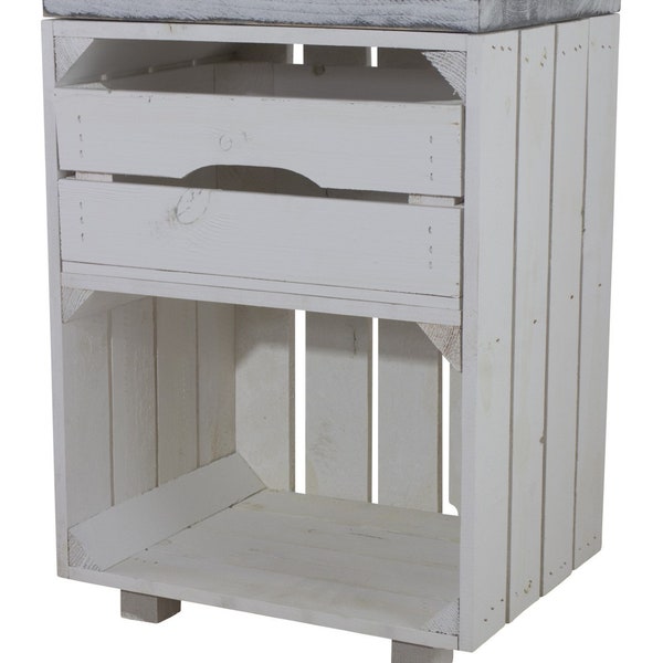 Table de chevet blanche douce avec tiroir, 30.5x40x57cm