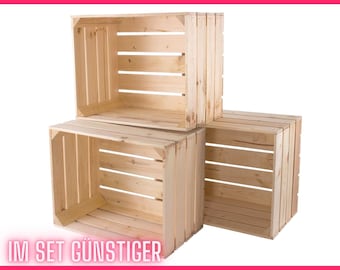 3x,4x,5x New untreated wooden box | 50x40x30 cm |the wooden box is stackable can be used for decoration, plants, bottles and much more