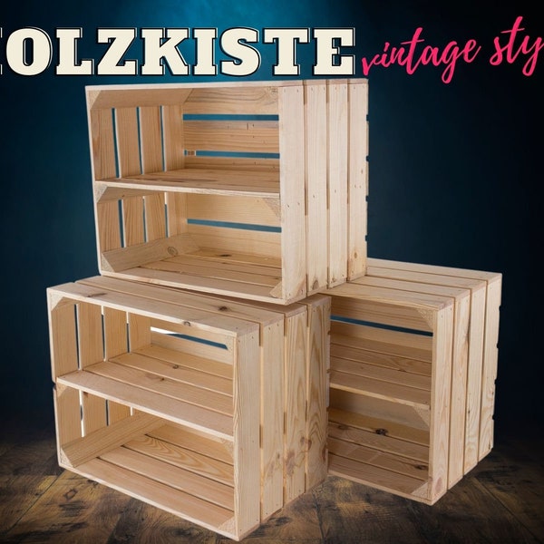 3x 4x 5x Neue helle Holzkiste mit Regalbrett| 50x40x30 cm |Holzkiste - stapelbar - für Regale, Deko, Pflanzen, Flaschen uvm