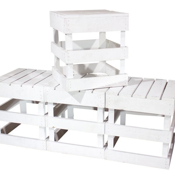 1x 2x 4x blanc, tabouret carré | 42x42x45 cm | Nouvelle | beau salon de jardin décoratif pour s’asseoir, table d’appoint pour l’intérieur et l’extérieur