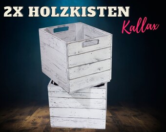 2x 4x 6x new wooden box | 37.5x32x32.5 cm | Box in modern vintage style, shabby chic | suitable for Ikea Kallax shelf as a slot