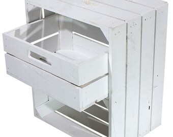 2x 3x 6x white upright wooden box | with drawer | 40x30x50 cm | Fruit box as storage, side furniture for indoors and outdoors