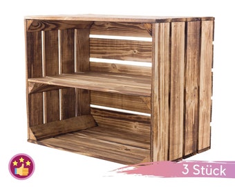 3 pieces flamed fruit boxes with intermediate floor, shoe rack, DVDs hallway stow shelf 50x40x30cm