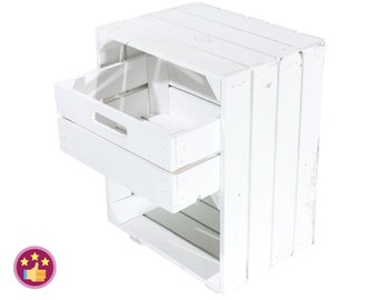 2x 6x 8x 12xVintage furniture 24 White bedside table with drawer 30.5cmx40cmx54cm Bedside cabinet Table Shelf box Wine box Fruit boxes Apple boxes