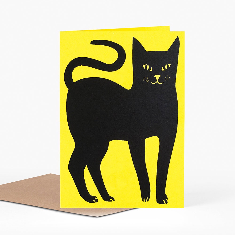 Lucky Black Cat Card Etsy
