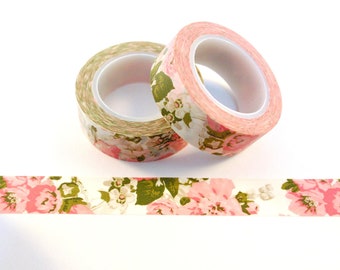 Washi tape "Pink flowers", masking tape, flowers, floral, Filofax, planner, scrapbooking, Bullet Journal, tape