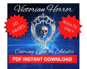Libro para colorear de terror victoriano para adultos (descarga instantánea) PDF 50 páginas,
