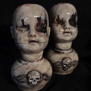 Creepy Doll Head lamp, Ceramic, &quot;Orphan&quot;