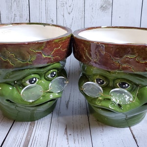 Wise frog planter, garden planter, flower pot, ceramic