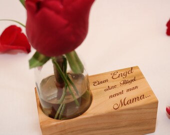 Geschenkidee zur Hochzeit oder Muttertag Motiv Baum mit Einer Krone aus Herzen polar-effekt kleine Blumenvase Vase Personalisiert mit Gravur
